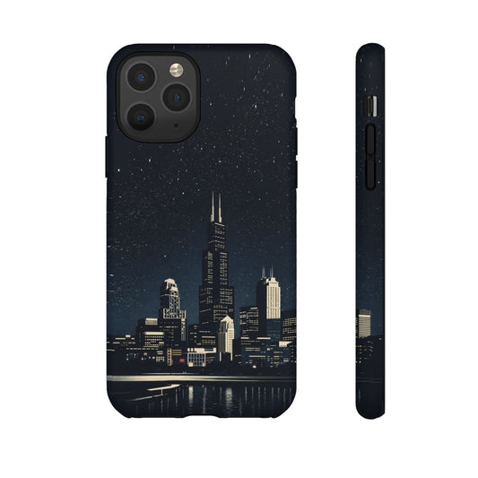 Chicago City Skyline Tough Phone Case – Nighttime Chicago Skyscraper Design