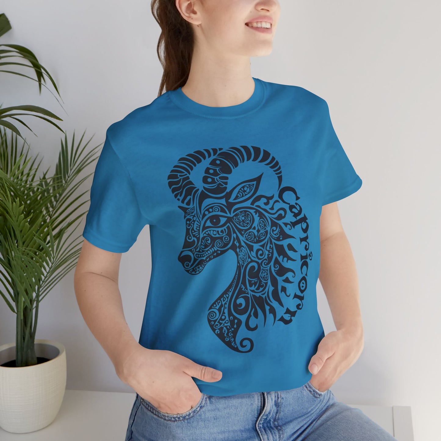 Capricorn with black graphic Unisex Jersey Short Sleeve Tee