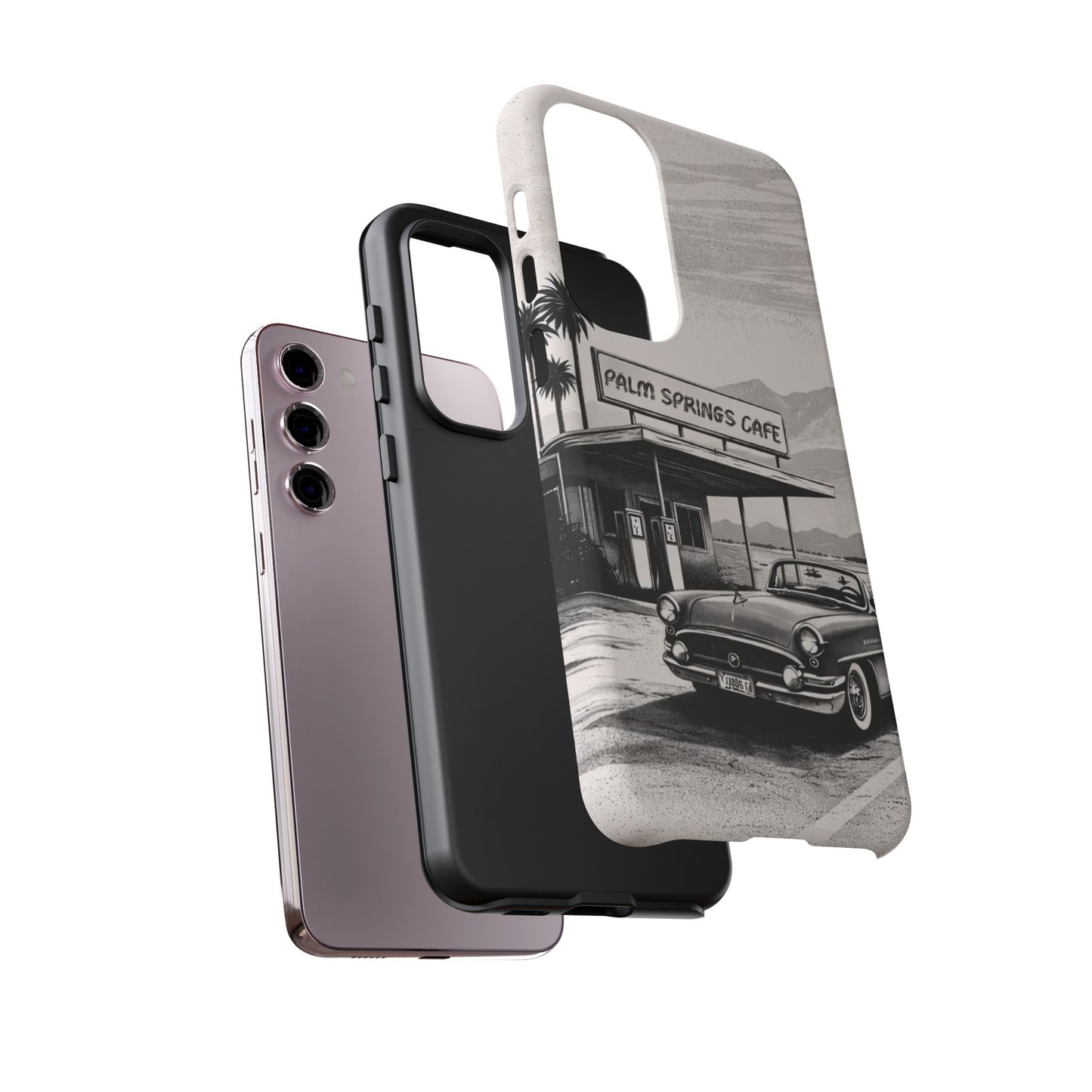 Vintage Palm Springs Cafe Phone Case – Retro Convertible Roadtrip Design