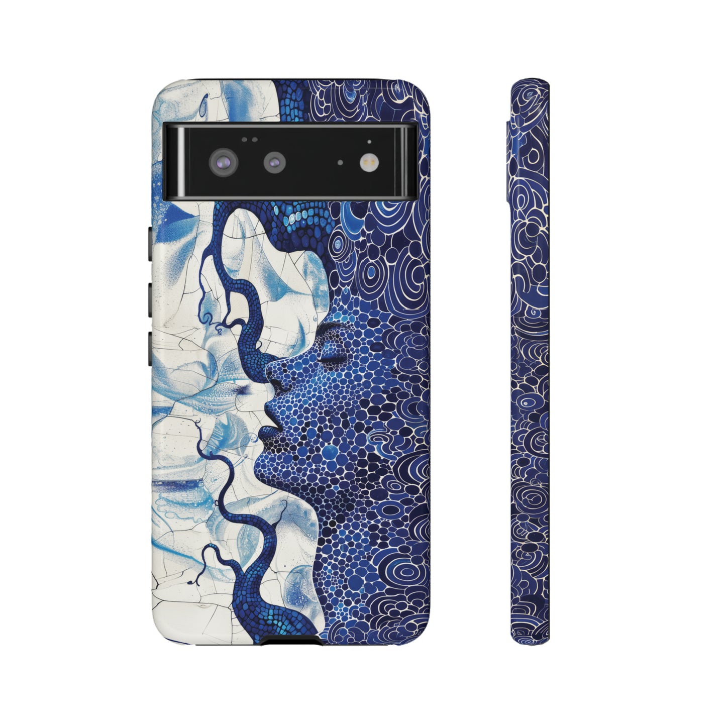 Phone Case, blue woman Artistic design, Tough Case, Colorful whimsical fantasy design, iPhone 15, 14, 13, 12, 11, Samsung, Pixel