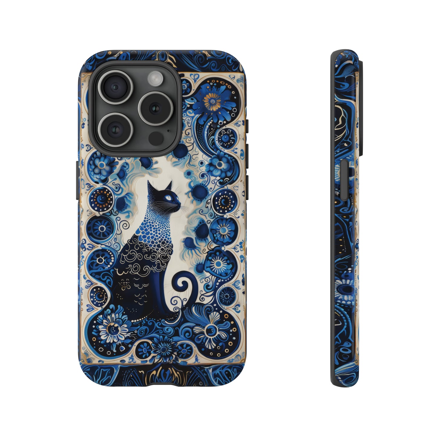 Black cat in frame Tough Cases