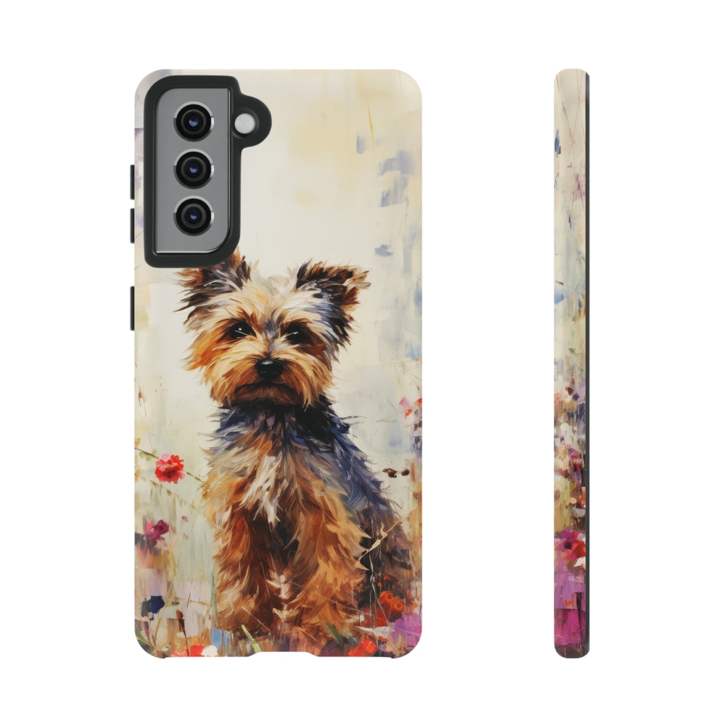 Yorkie in flowers Tough Cases