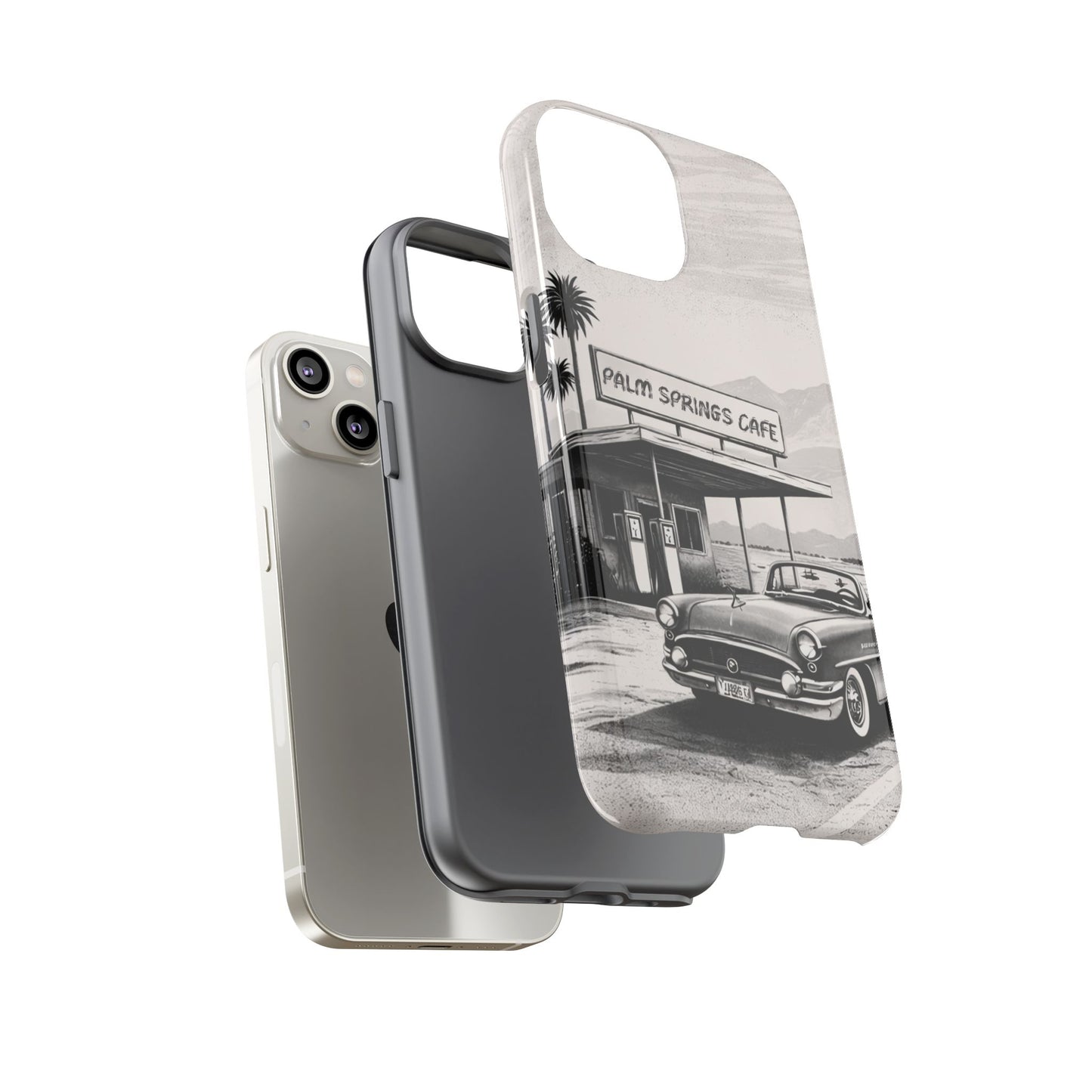 Vintage Palm Springs Cafe Phone Case – Retro Convertible Roadtrip Design
