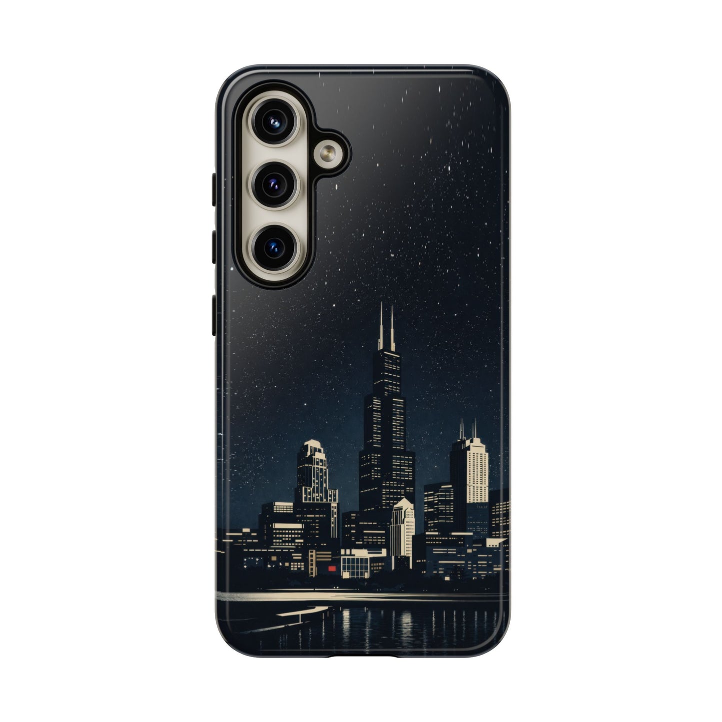 Chicago City Skyline Tough Phone Case – Nighttime Chicago Skyscraper Design