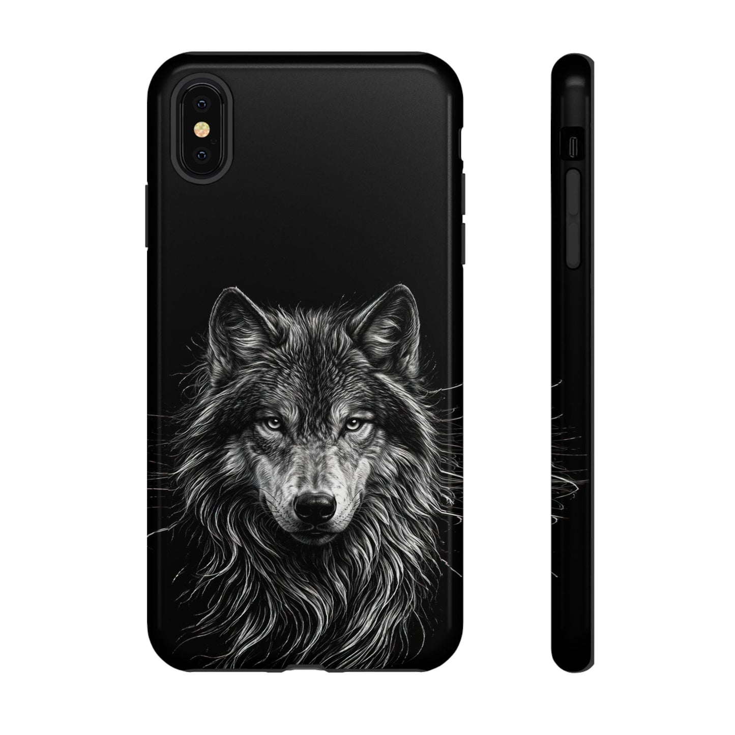 Wolf drawing Phone Case - Tough and Stylish Black Design