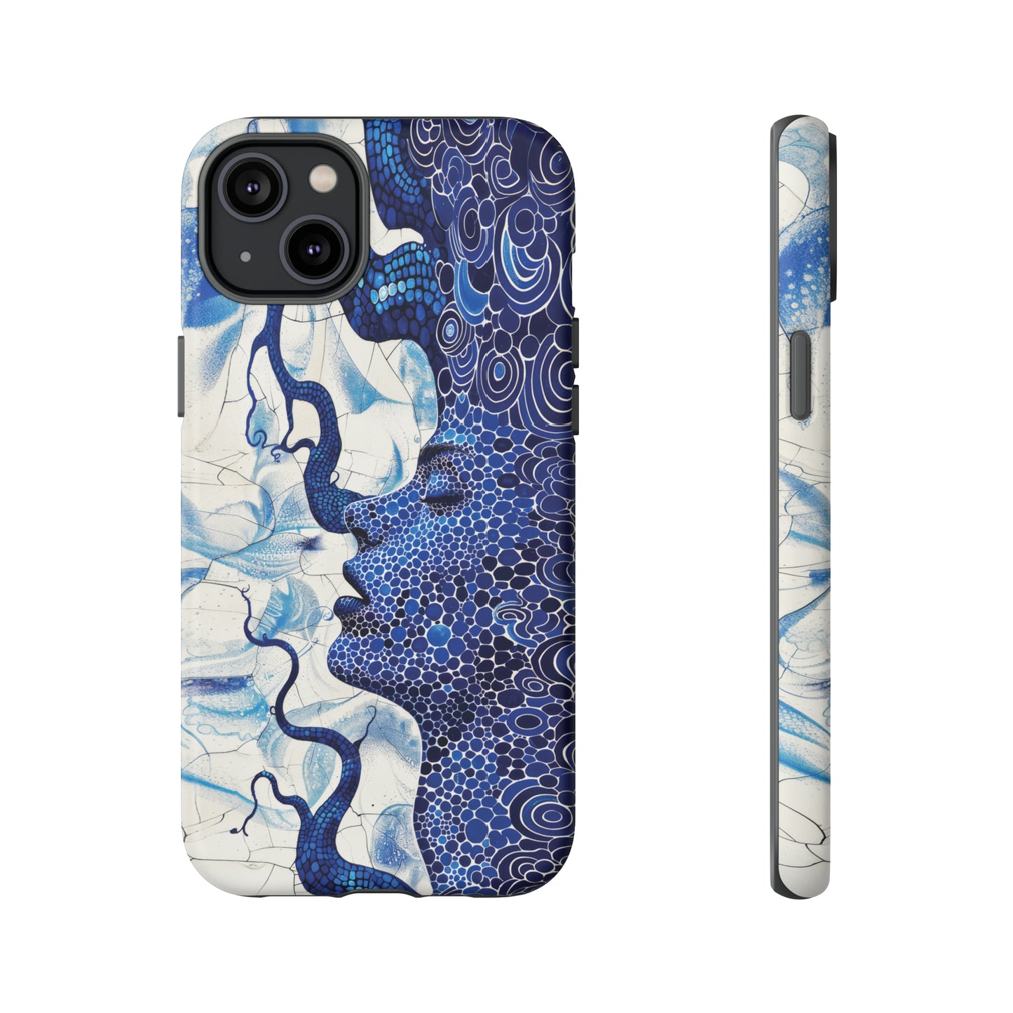 Phone Case, blue woman Artistic design, Tough Case, Colorful whimsical fantasy design, iPhone 15, 14, 13, 12, 11, Samsung, Pixel