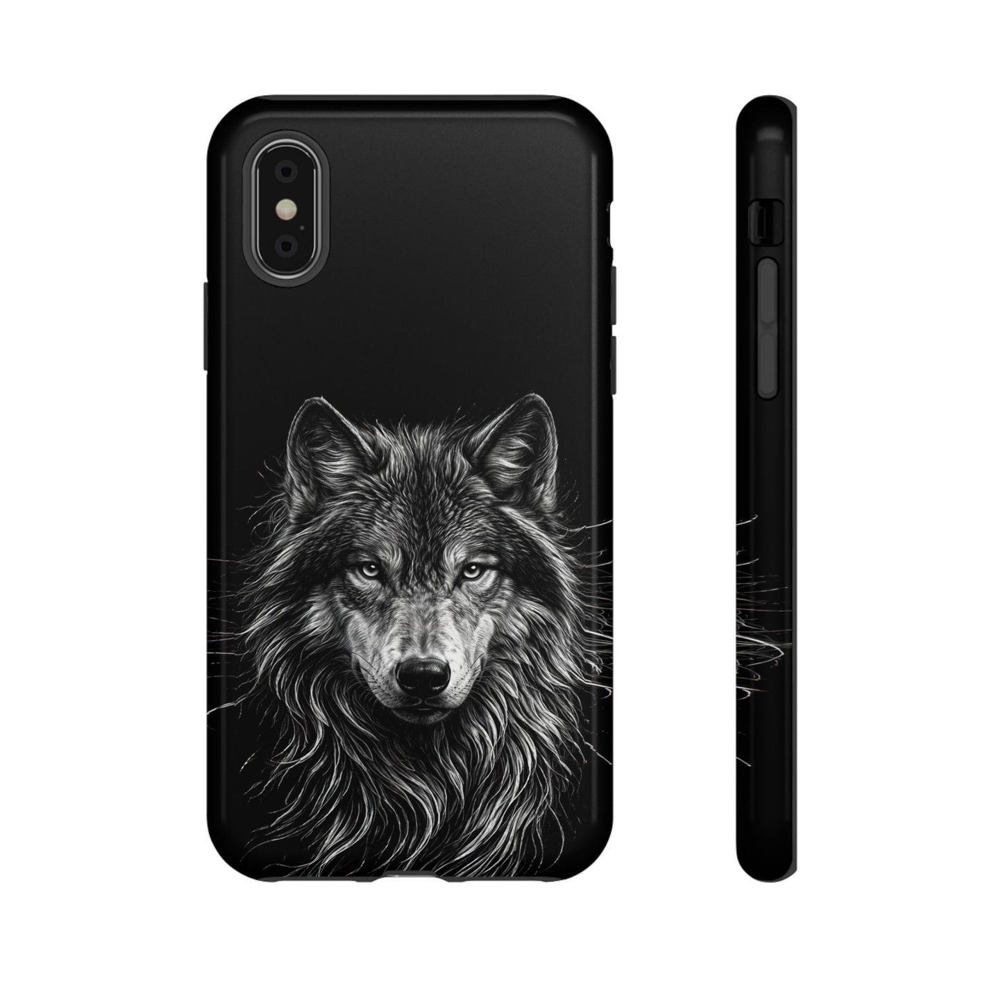 Wolf drawing Phone Case - Tough and Stylish Black Design