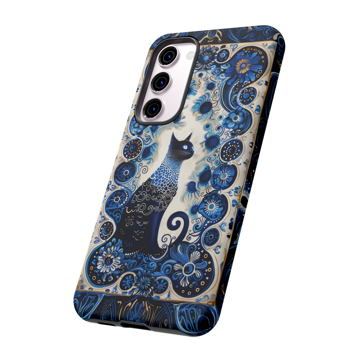 Black cat in frame Tough Cases