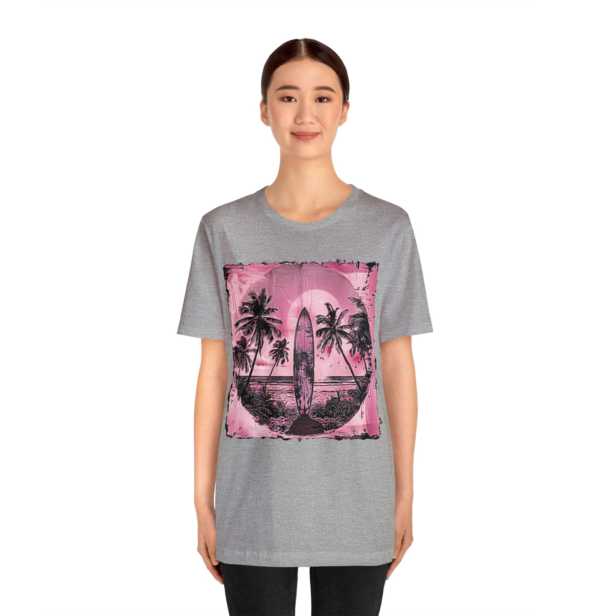 Pink vintage surfboard Unisex Jersey Short Sleeve Tee