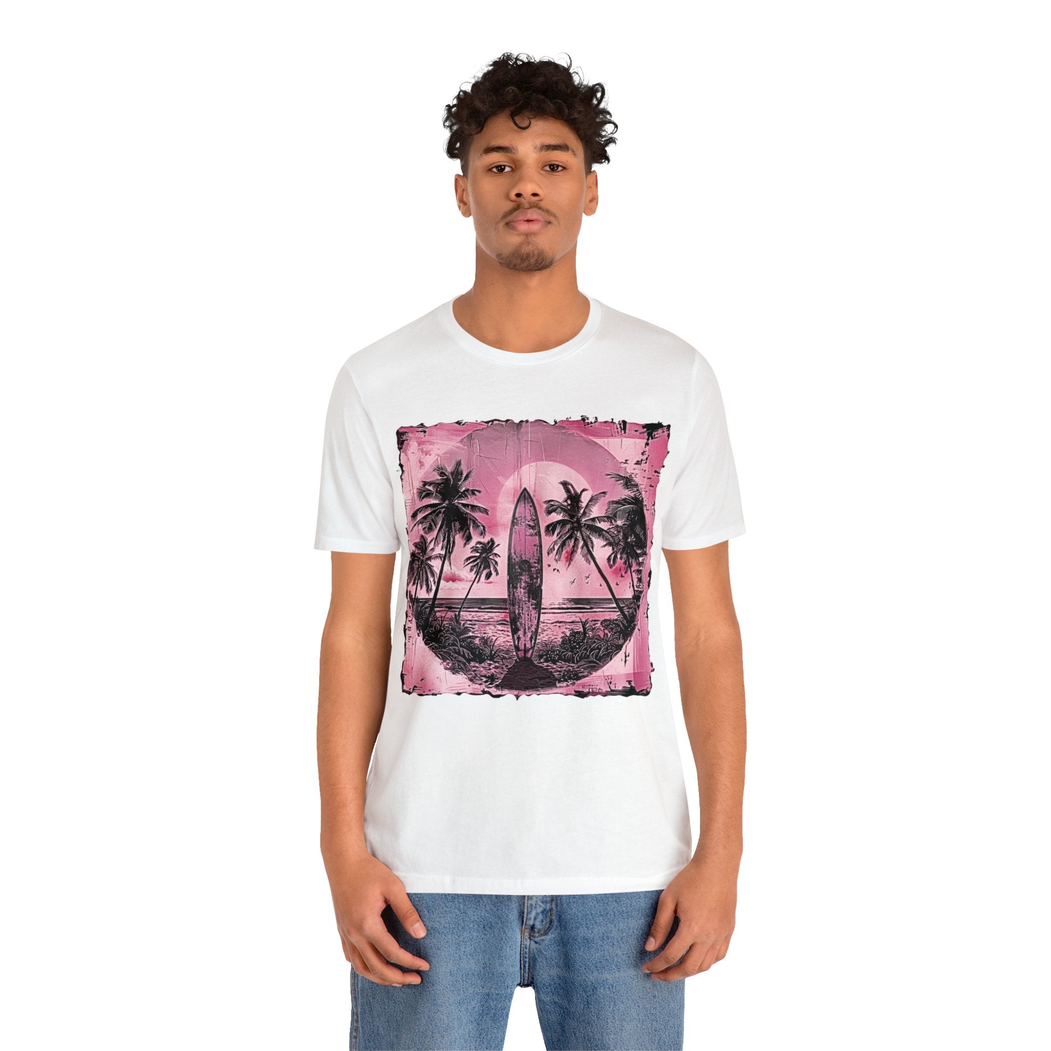 Pink vintage surfboard Unisex Jersey Short Sleeve Tee