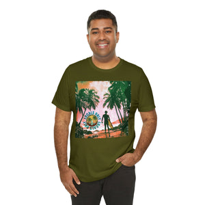 Beach scene with Locals Only stamp Unisex Jersey Short Sleeve Tee