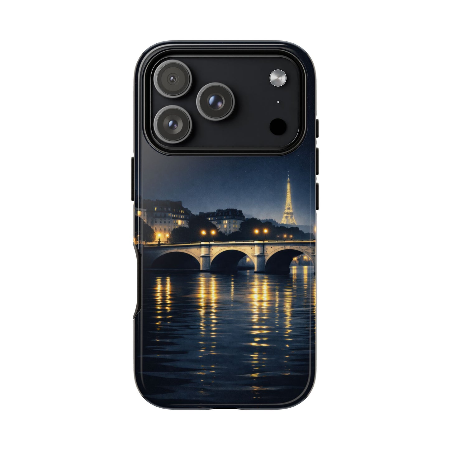 Paris Night Skyline Tough Phone Case — Eiffel Tower Reflections