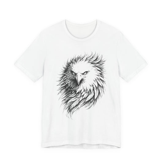 Eagle Head Sketch Tee — Detailed Black & White Bald Eagle Illustration in charcoal T-Shirt
