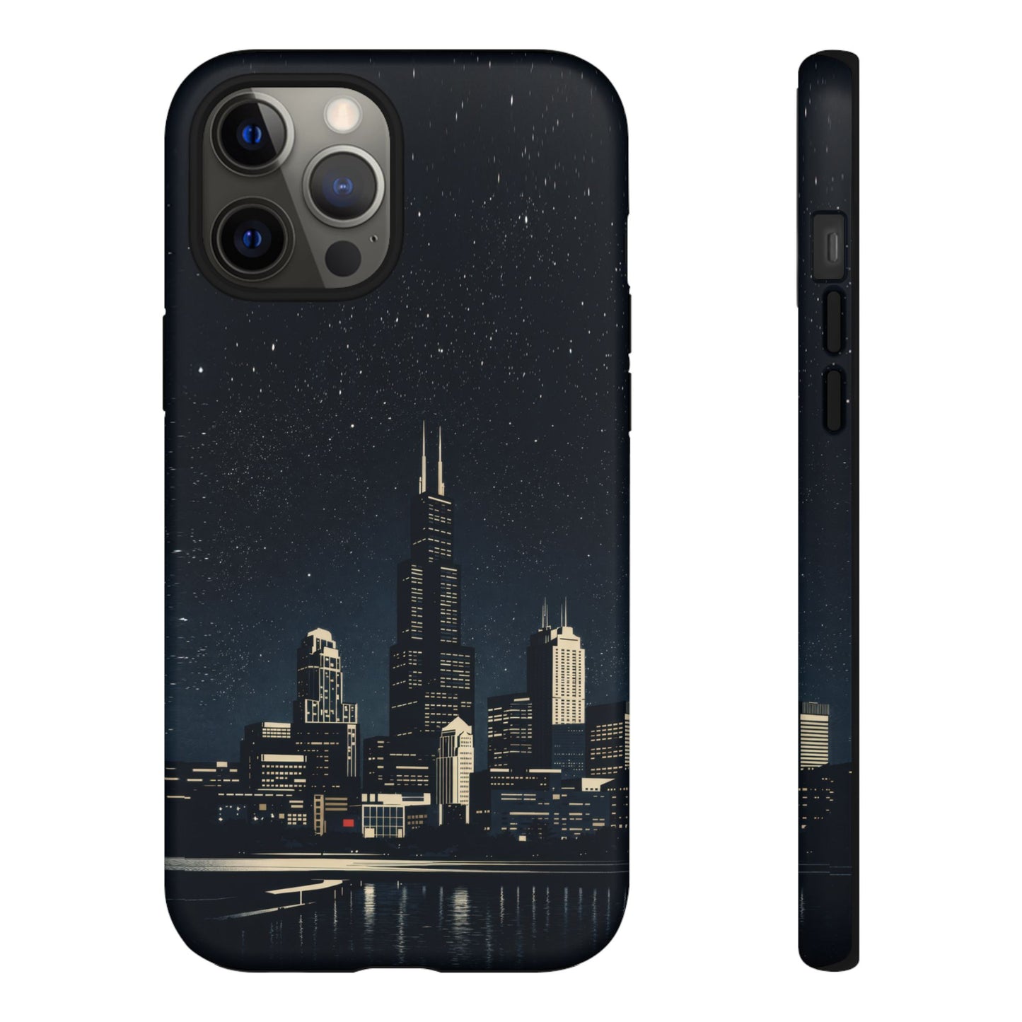 Chicago City Skyline Tough Phone Case – Nighttime Chicago Skyscraper Design