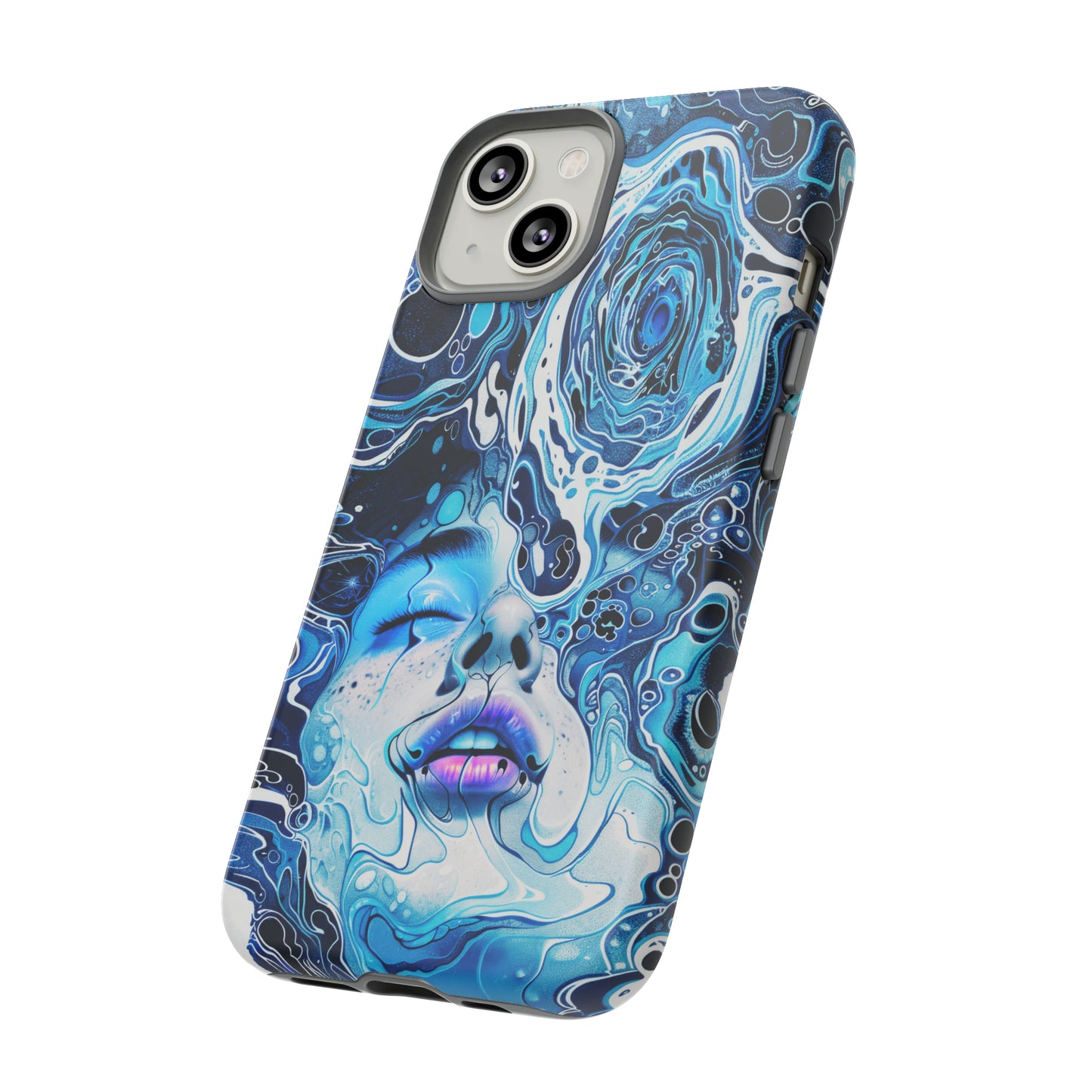 Phone Case, whimsical water fantasy design, blue woman in water, Artistic design, Tough Case, , iPhone 15, 14, 13, 12, 11, Samsung, Pixel