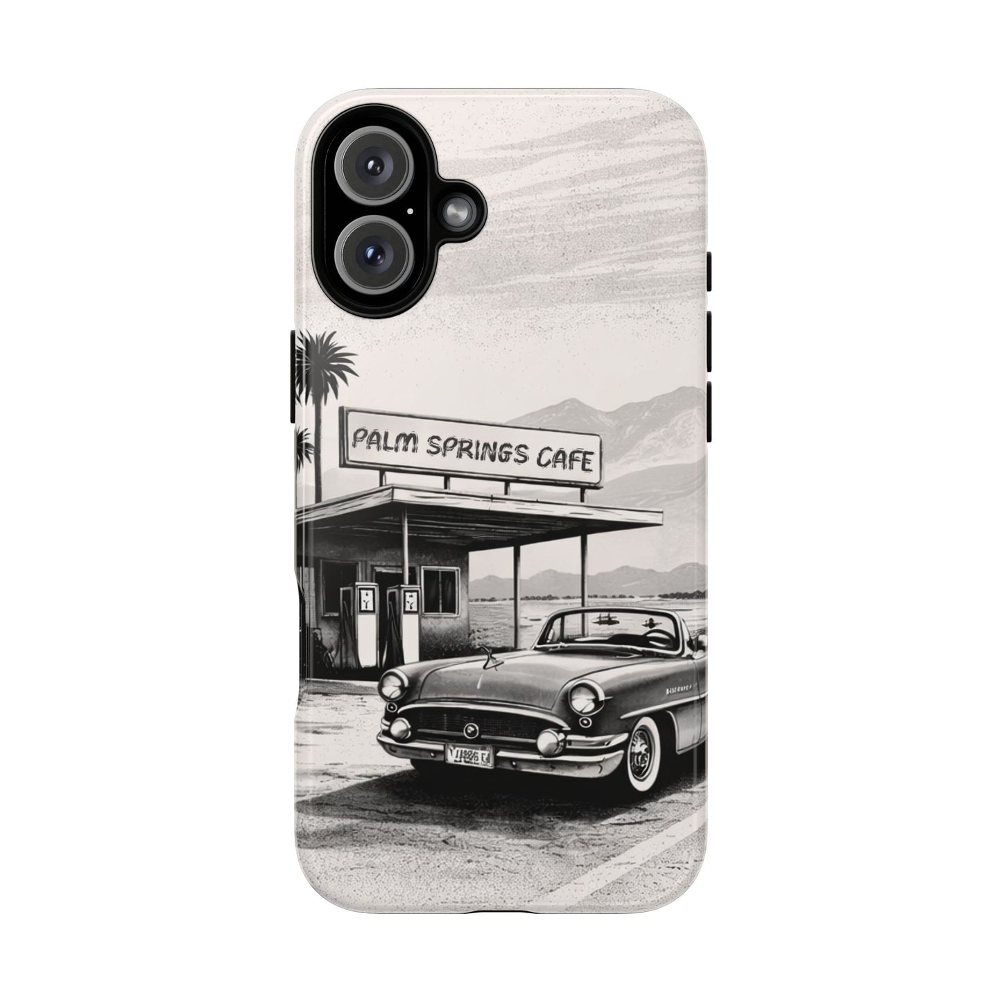 Vintage Palm Springs Cafe Phone Case – Retro Convertible Roadtrip Design