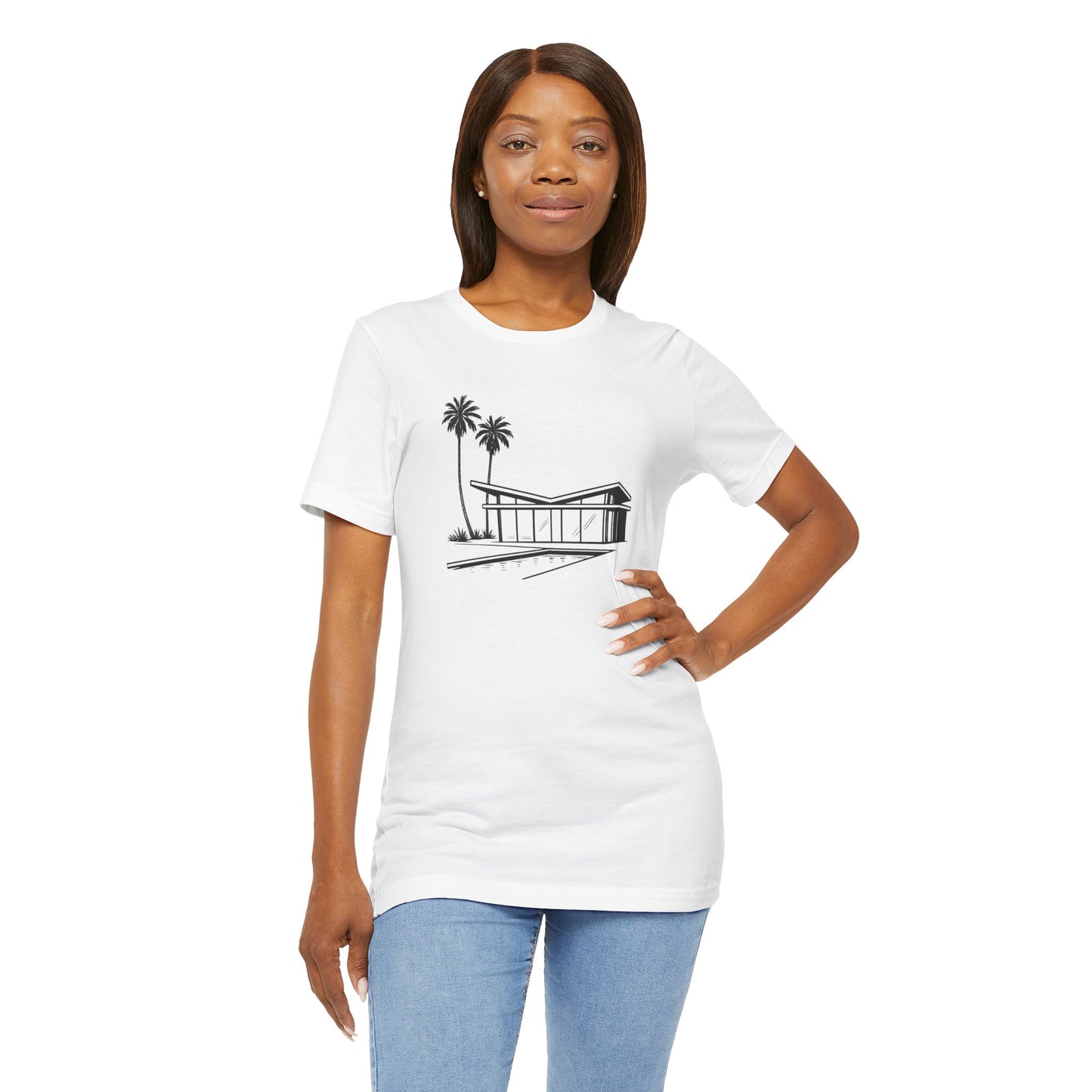 Mid-Century Modern House Tee Mid Century Icons series— Palm Tree Architectural Graphic Shirt, Mid Century modern, Palm Springs