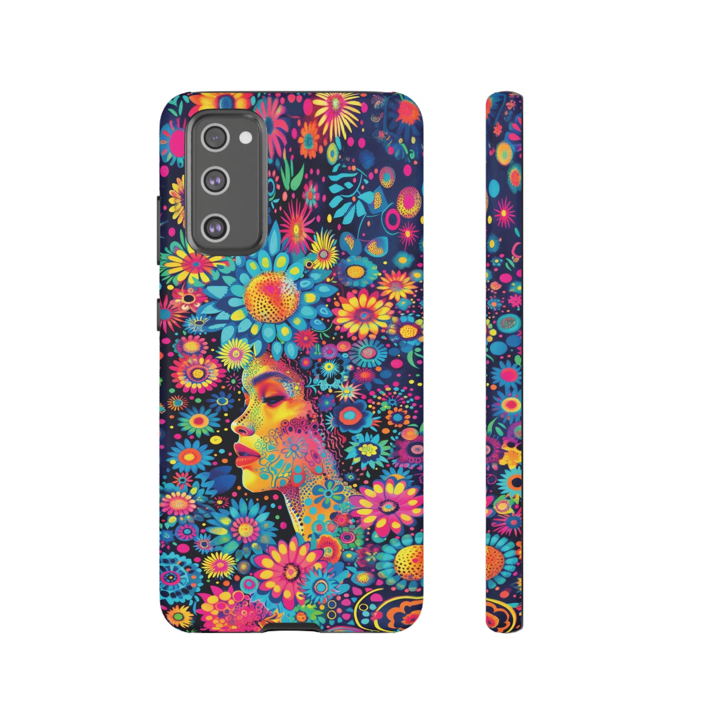 Phone Case, whimsical flower girl, Artistic design, Tough Case, Colorful flower fantasy design, iPhone 15, 14, 13, 12, 11, Samsung, Pixel