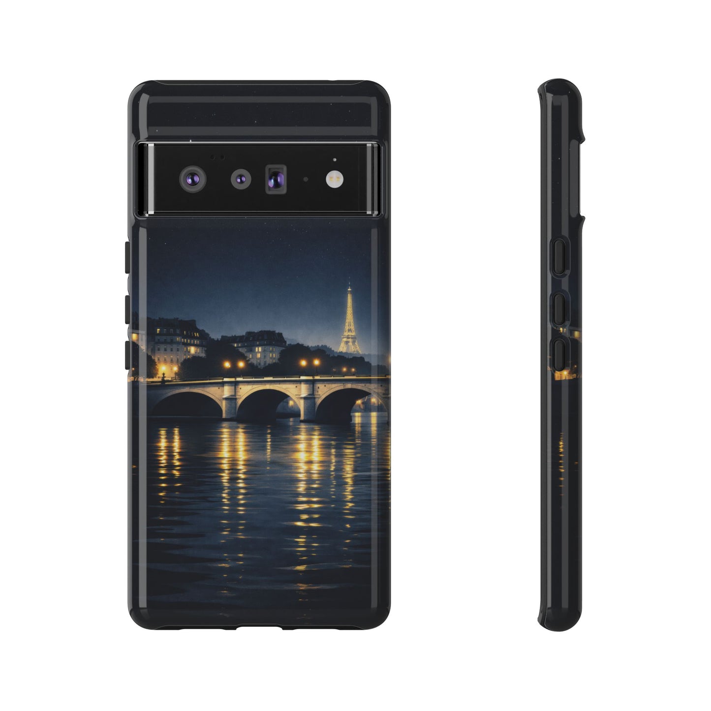 Paris Night Skyline Tough Phone Case — Eiffel Tower Reflections