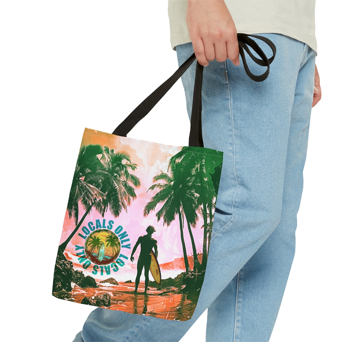 Locals only beach scene Tote Bag (AOP)