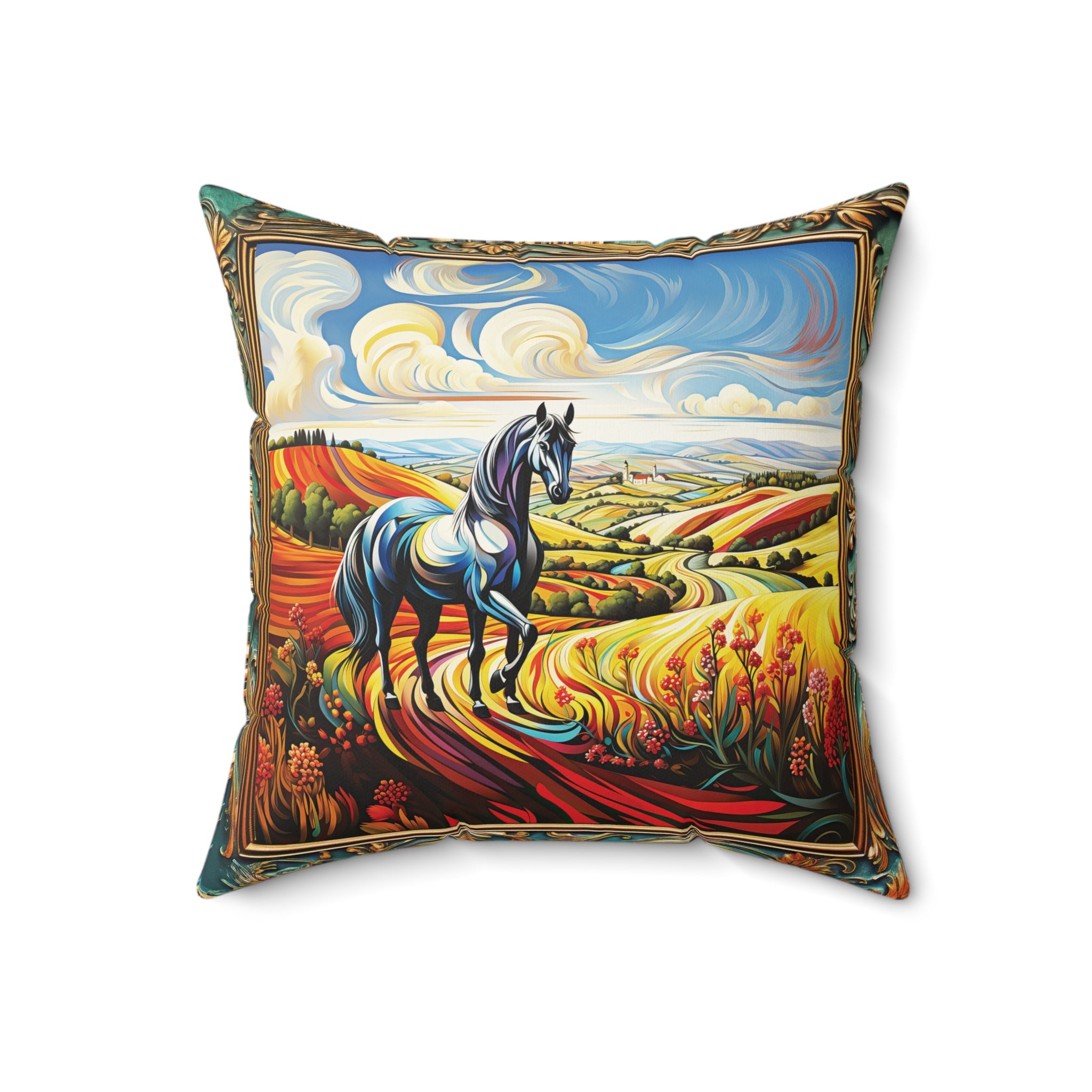 Rainbow Horse Trail Square Pillow