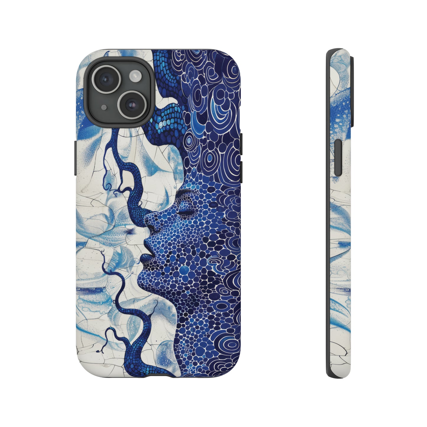 Phone Case, blue woman Artistic design, Tough Case, Colorful whimsical fantasy design, iPhone 15, 14, 13, 12, 11, Samsung, Pixel