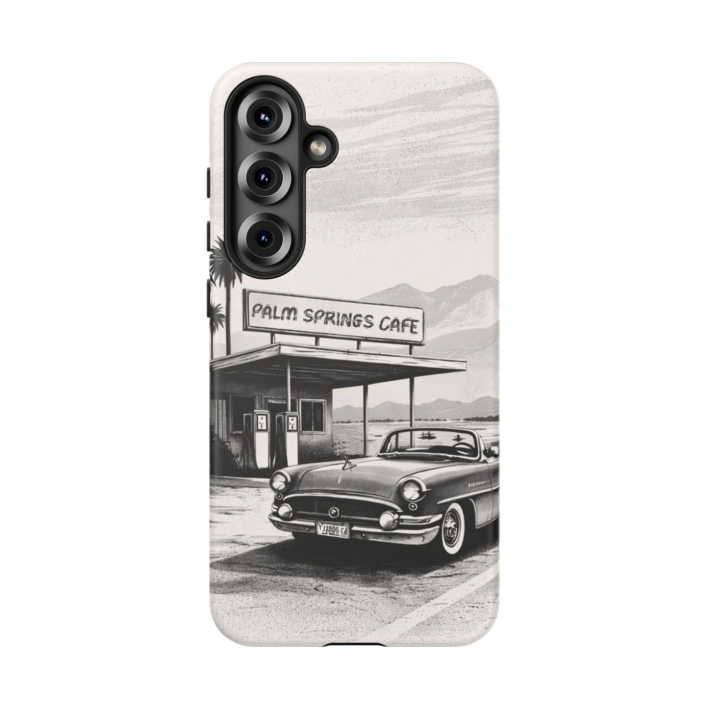 Vintage Palm Springs Cafe Phone Case – Retro Convertible Roadtrip Design