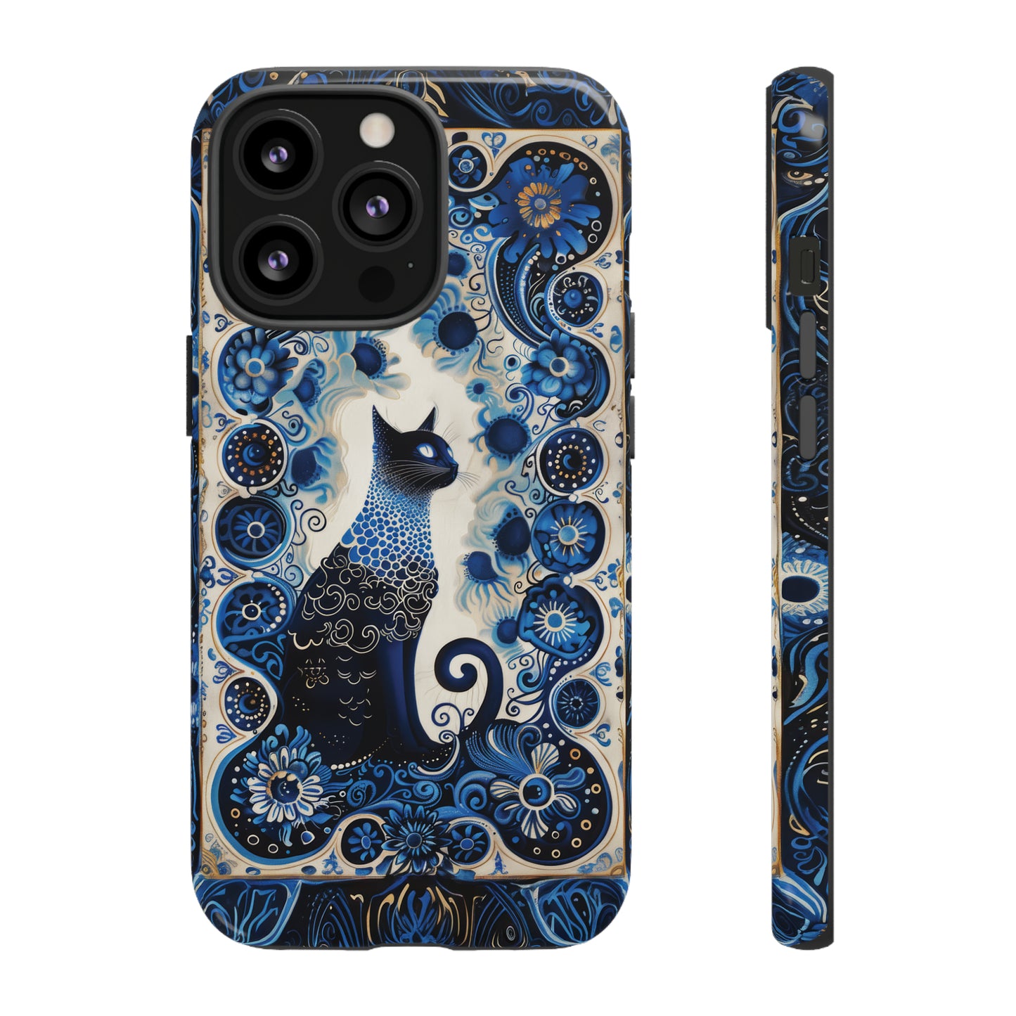 Black cat in frame Tough Cases