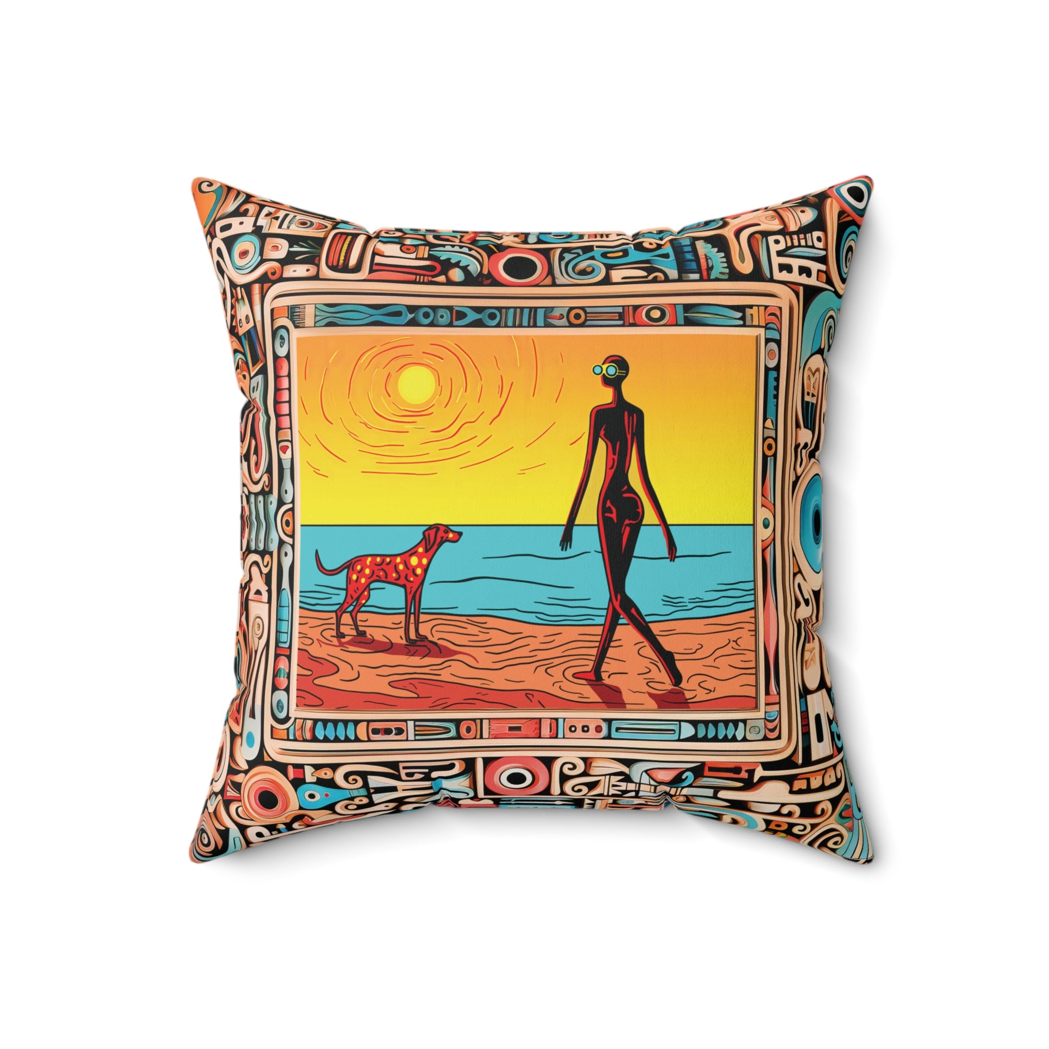 Poke A Dot Dog Square Pillow