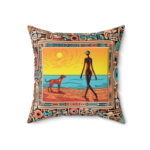 Poke A Dot Dog Square Pillow