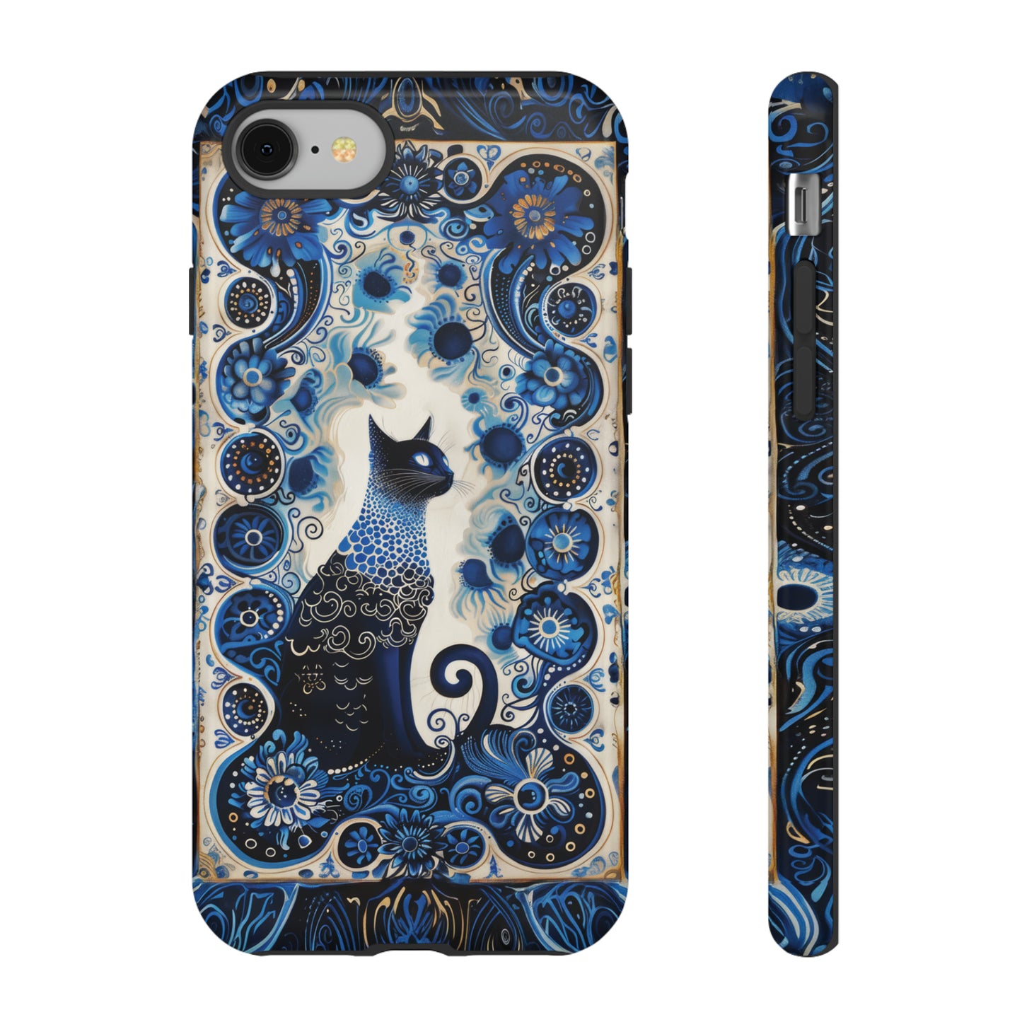 Black cat in frame Tough Cases