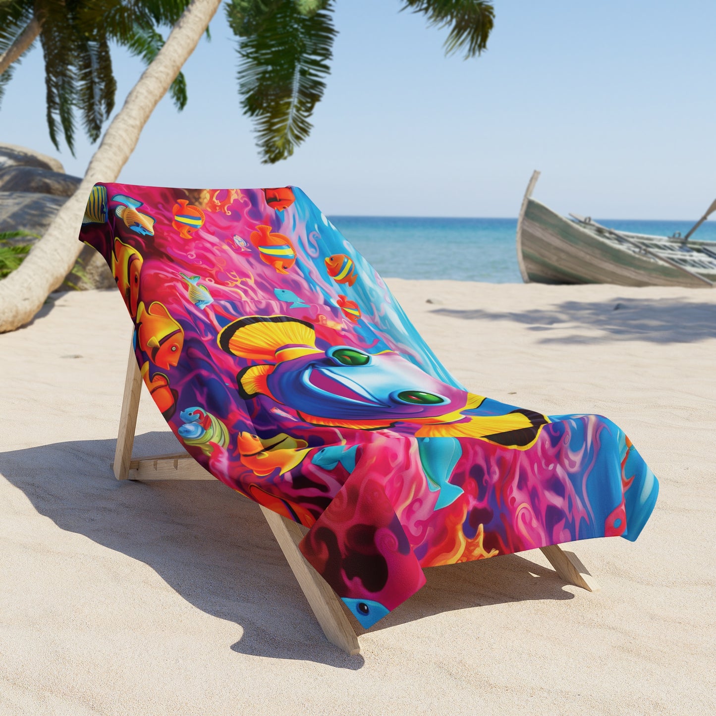 Kids Neon clownfish Beach Towel in two sizes