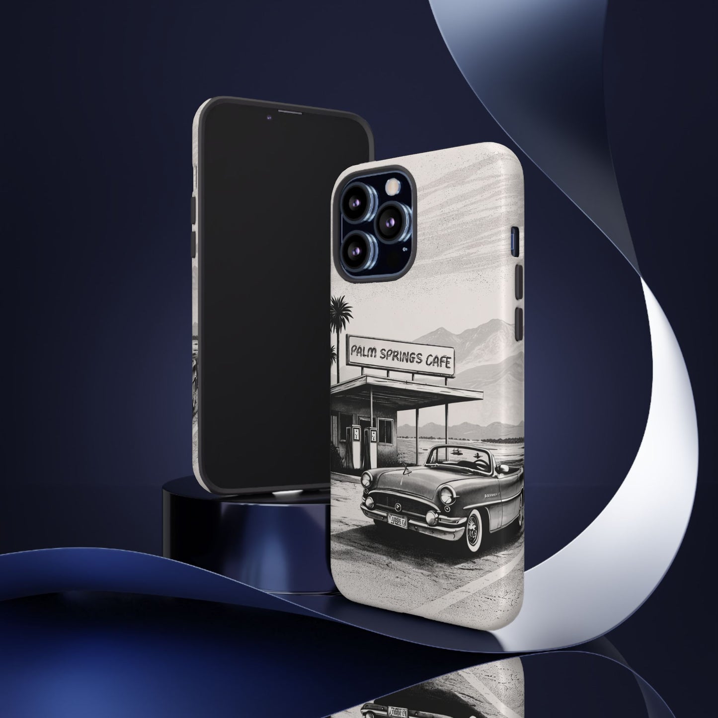 Vintage Palm Springs Cafe Phone Case – Retro Convertible Roadtrip Design