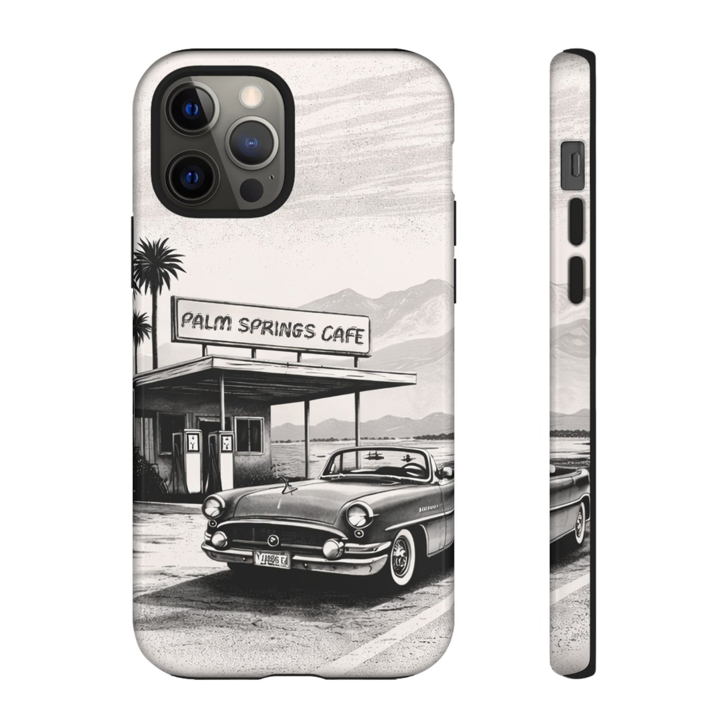 Vintage Palm Springs Cafe Phone Case – Retro Convertible Roadtrip Design