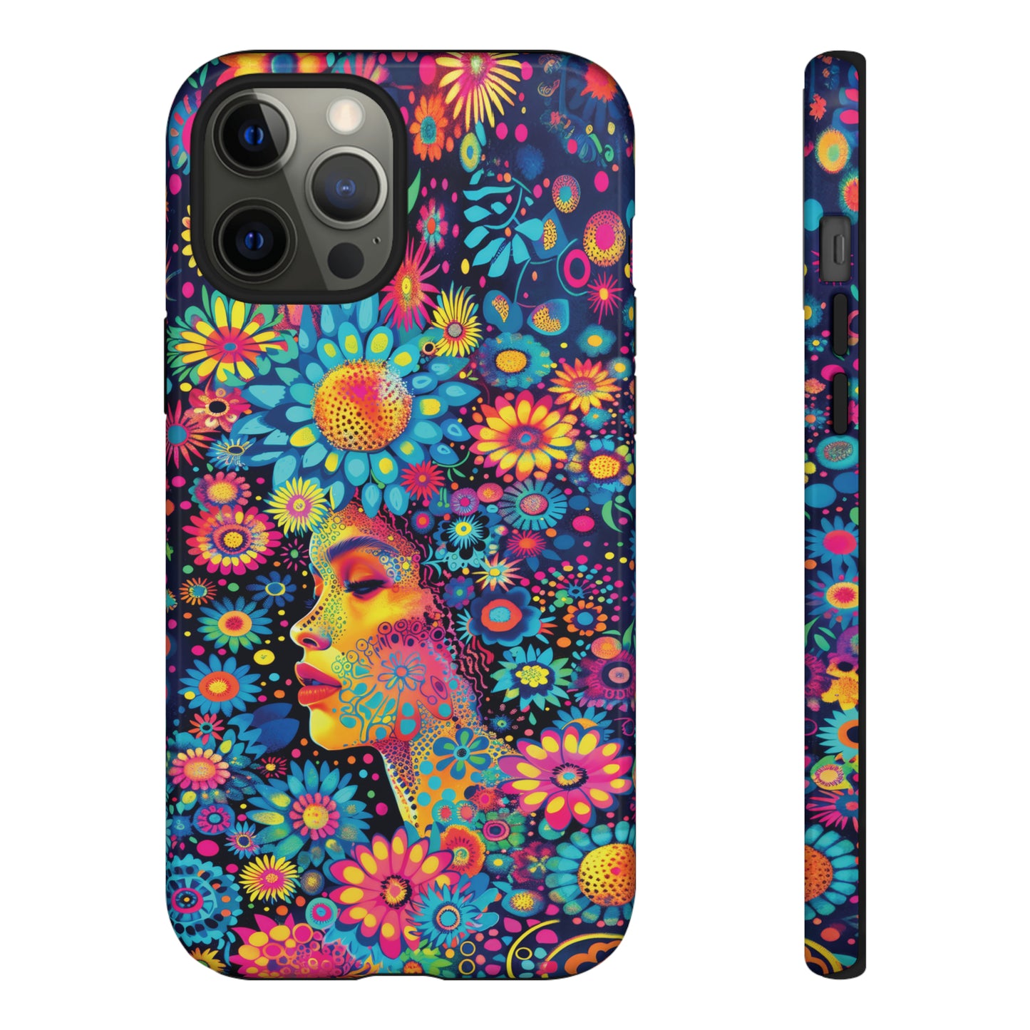 Phone Case, whimsical flower girl, Artistic design, Tough Case, Colorful flower fantasy design, iPhone 15, 14, 13, 12, 11, Samsung, Pixel