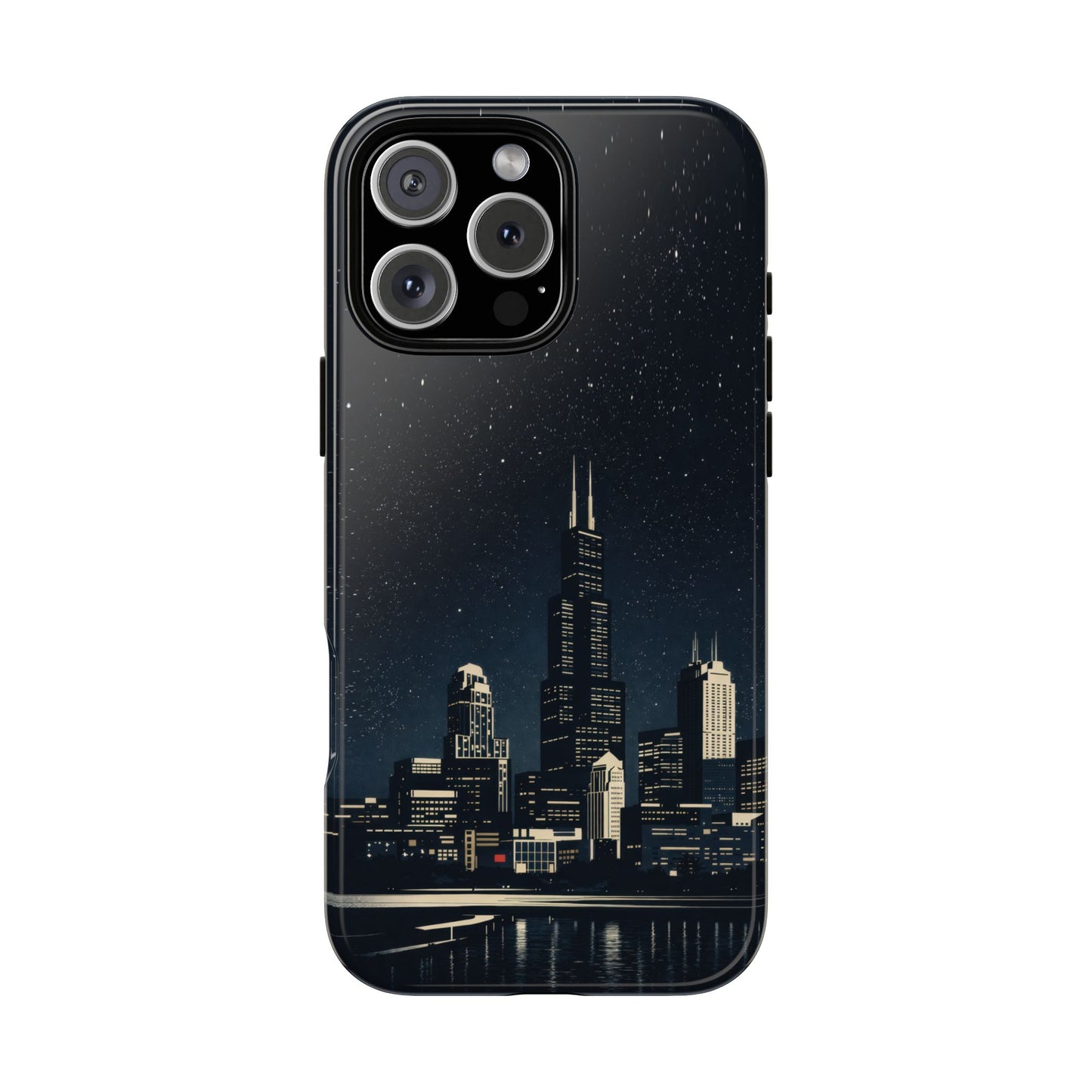 Chicago City Skyline Tough Phone Case – Nighttime Chicago Skyscraper Design