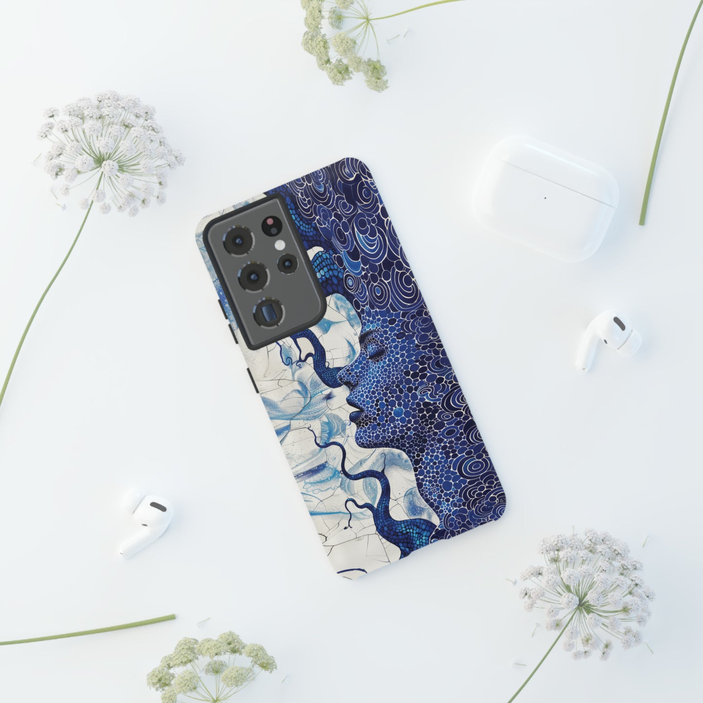 Phone Case, blue woman Artistic design, Tough Case, Colorful whimsical fantasy design, iPhone 15, 14, 13, 12, 11, Samsung, Pixel