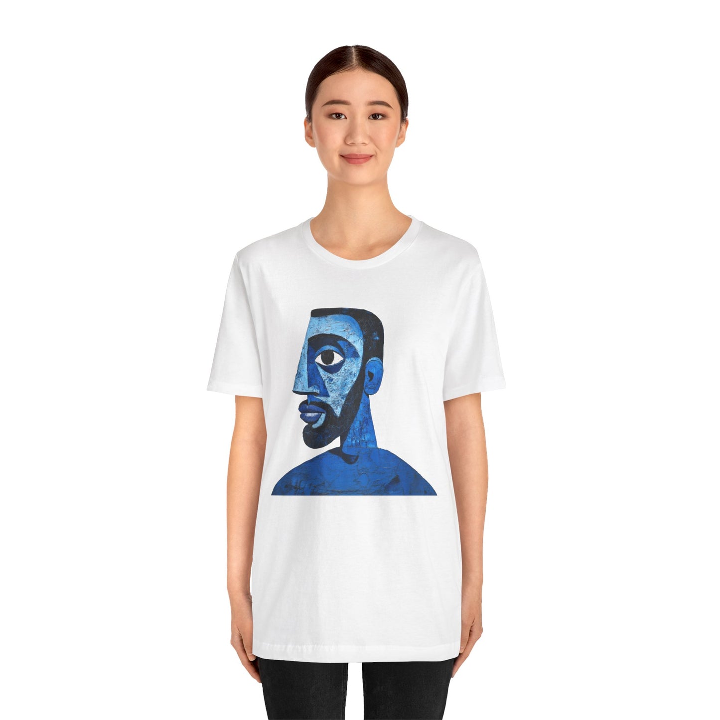 Abstract Artistic Blue Portrait Unisex Jersey Tee