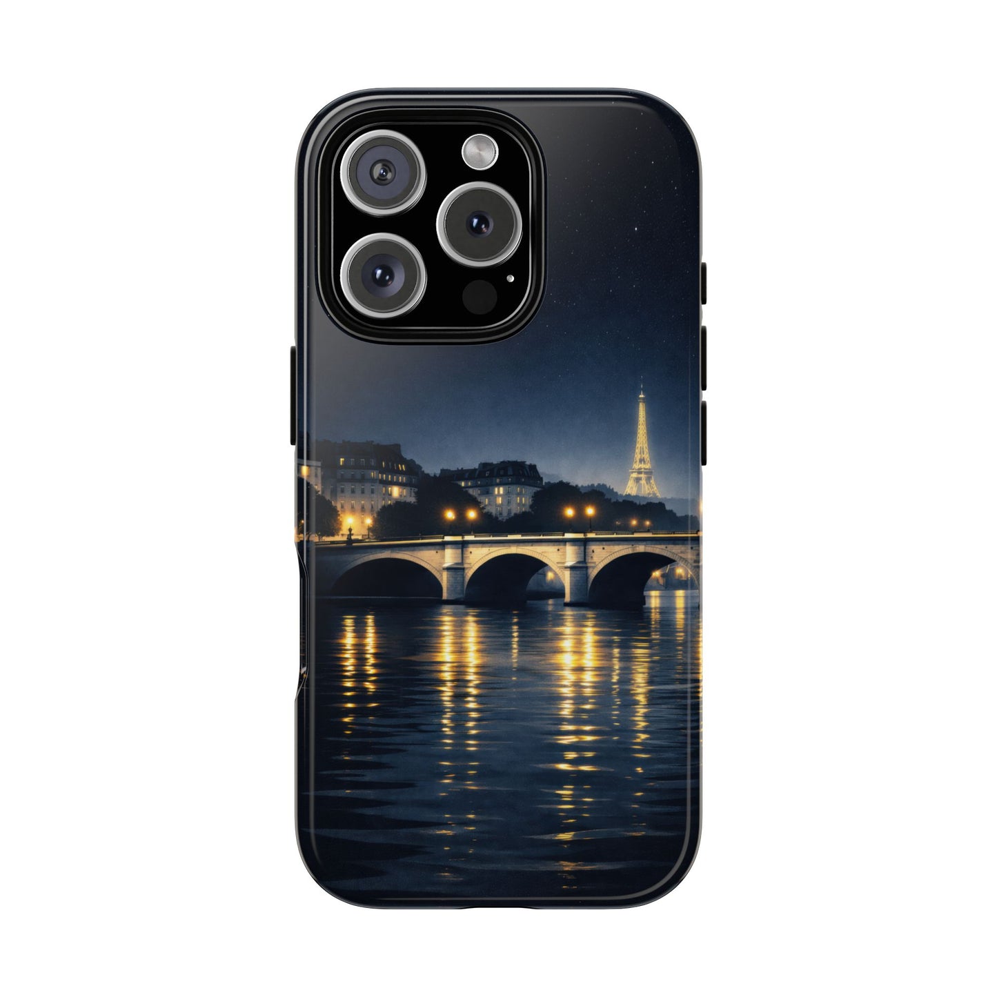 Paris Night Skyline Tough Phone Case — Eiffel Tower Reflections