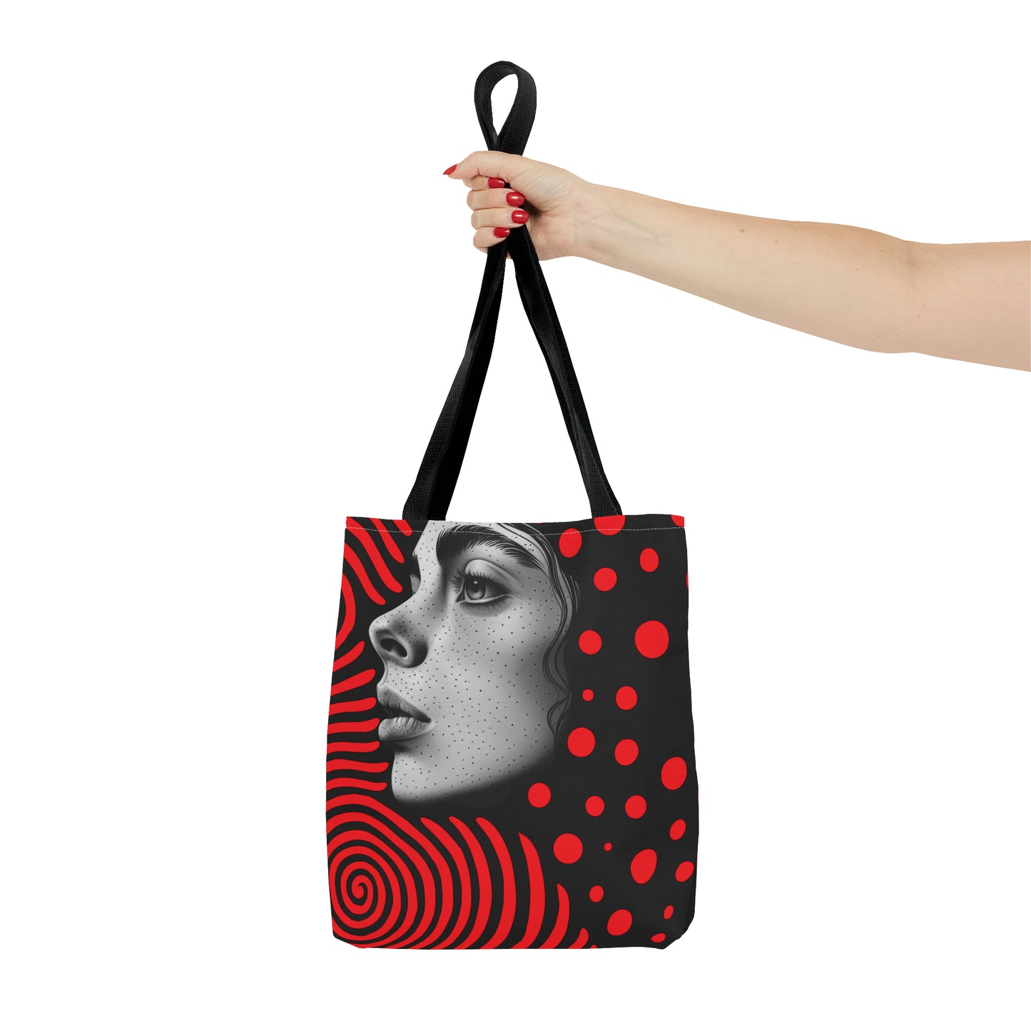 Red swirl Tote Bag in 3 sizes