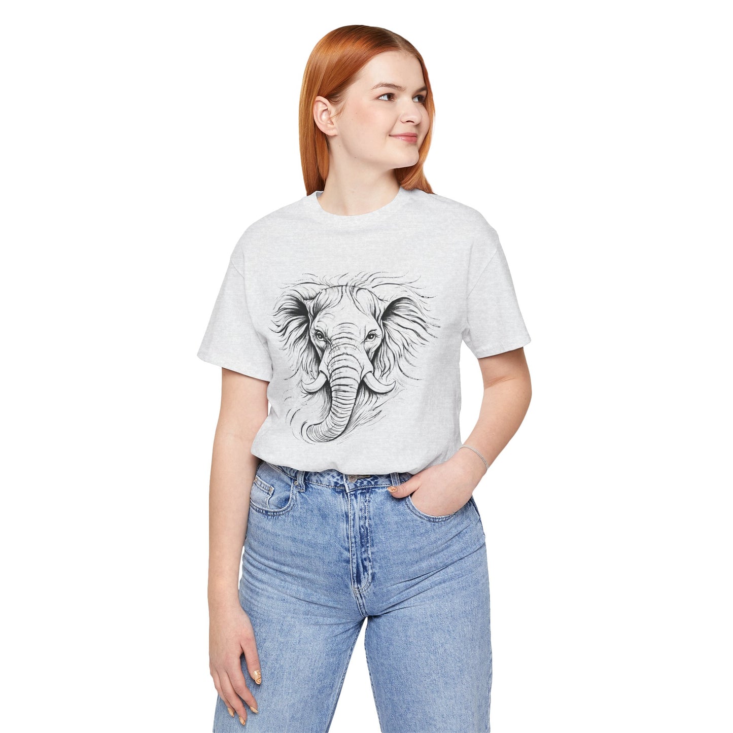 Elephant Sketch T-Shirt — Detailed Hand-Drawn in charcoal style, Elephant Graphic Tee