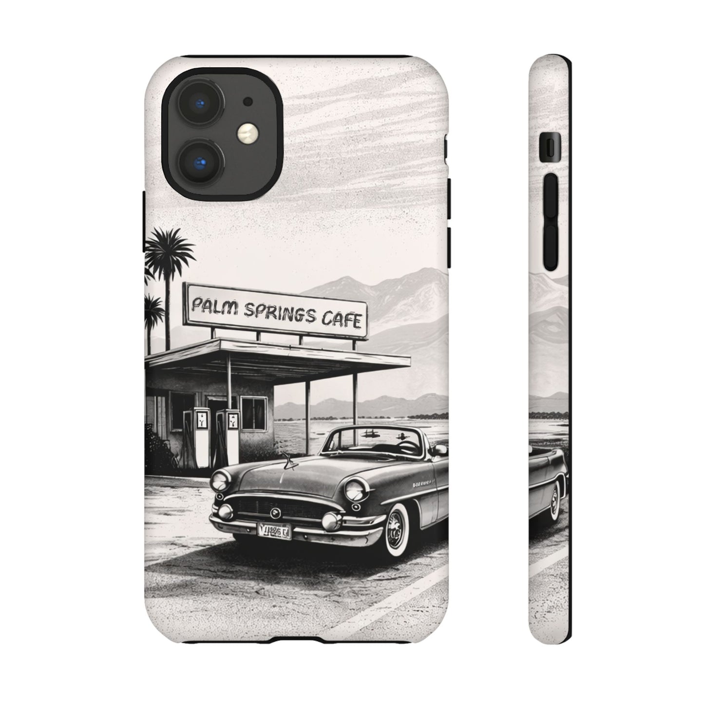 Vintage Palm Springs Cafe Phone Case – Retro Convertible Roadtrip Design