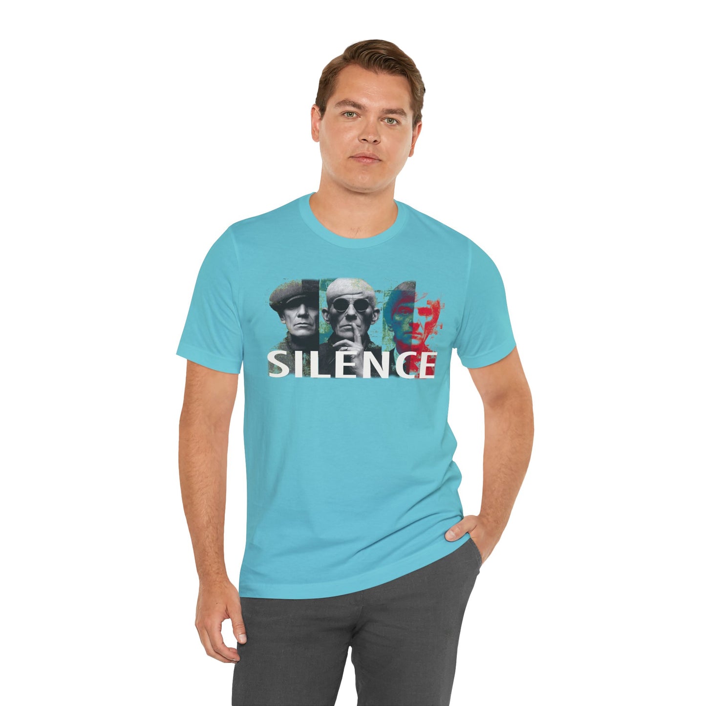 Silence Graphic Tee — Vintage Film Noir Faces T‑Shirt