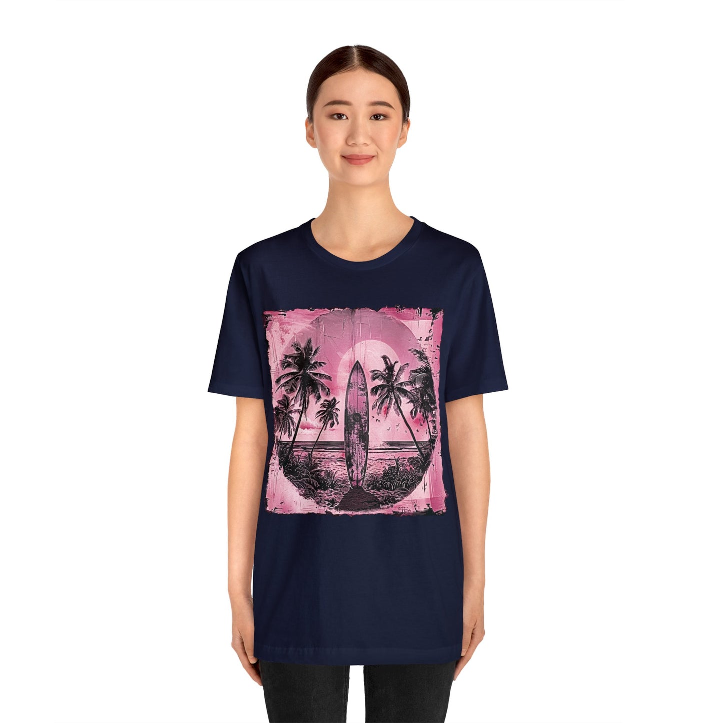 Pink vintage surfboard Unisex Jersey Short Sleeve Tee