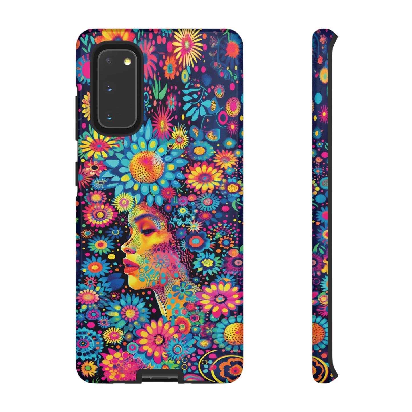 Phone Case, whimsical flower girl, Artistic design, Tough Case, Colorful flower fantasy design, iPhone 15, 14, 13, 12, 11, Samsung, Pixel