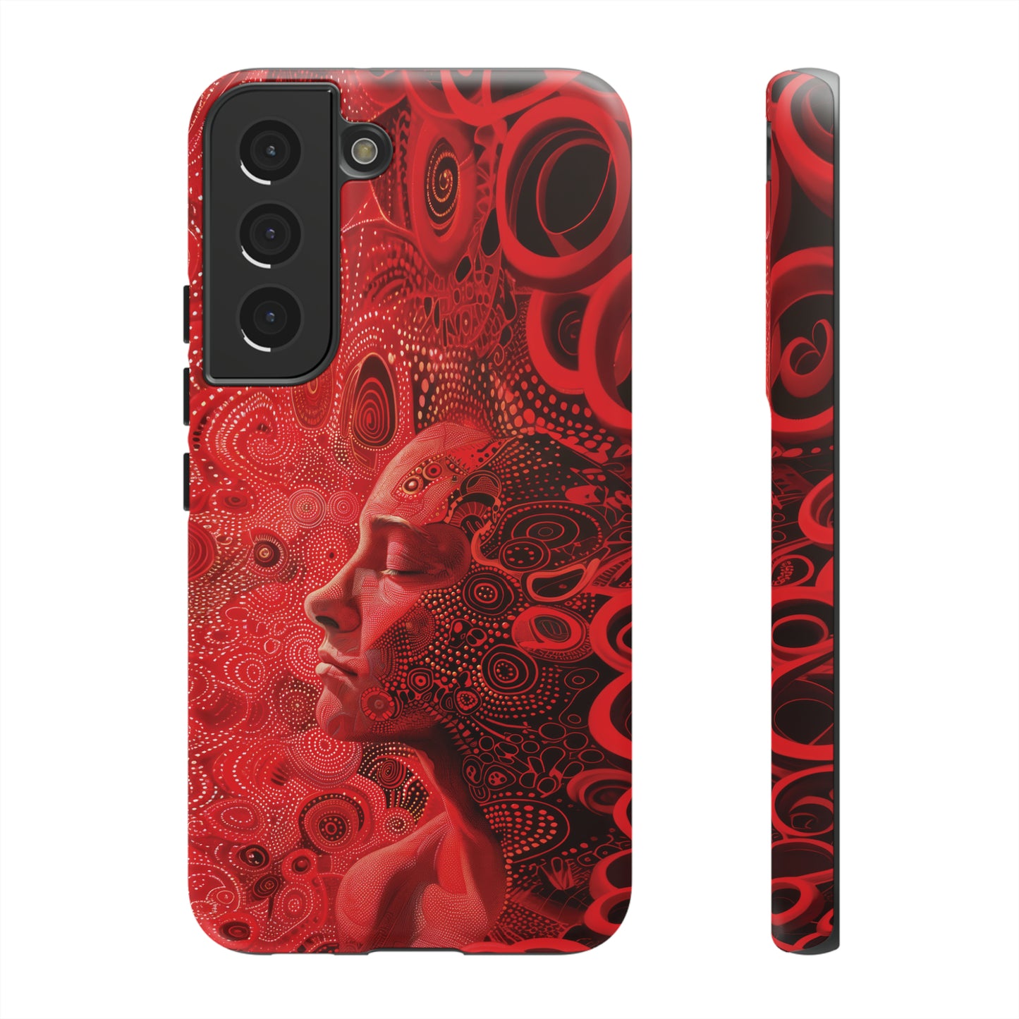Phone Case, woman in red, Artistic design, Tough Case, red whimsical fantasy design, iPhone 15, 14, 13, 12, 11, Samsung, Pixel