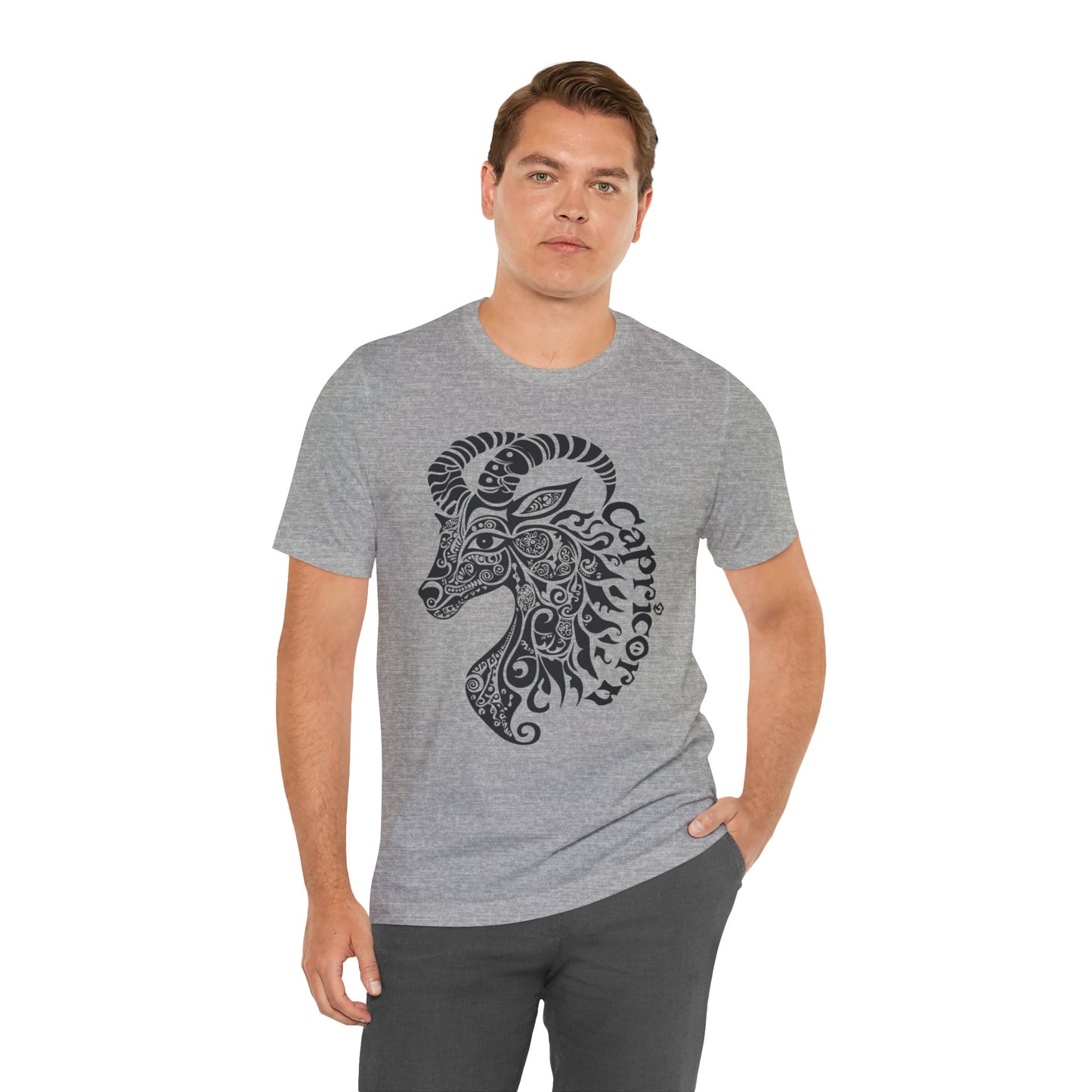 Capricorn with black graphic Unisex Jersey Short Sleeve Tee