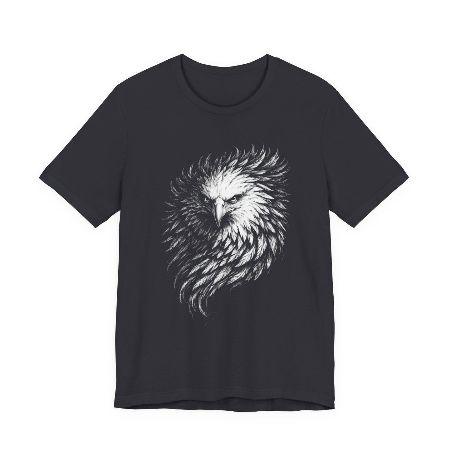 Eagle Head Feather Art T-Shirt in a chalk style, Majestic Eagle Illustration Tee