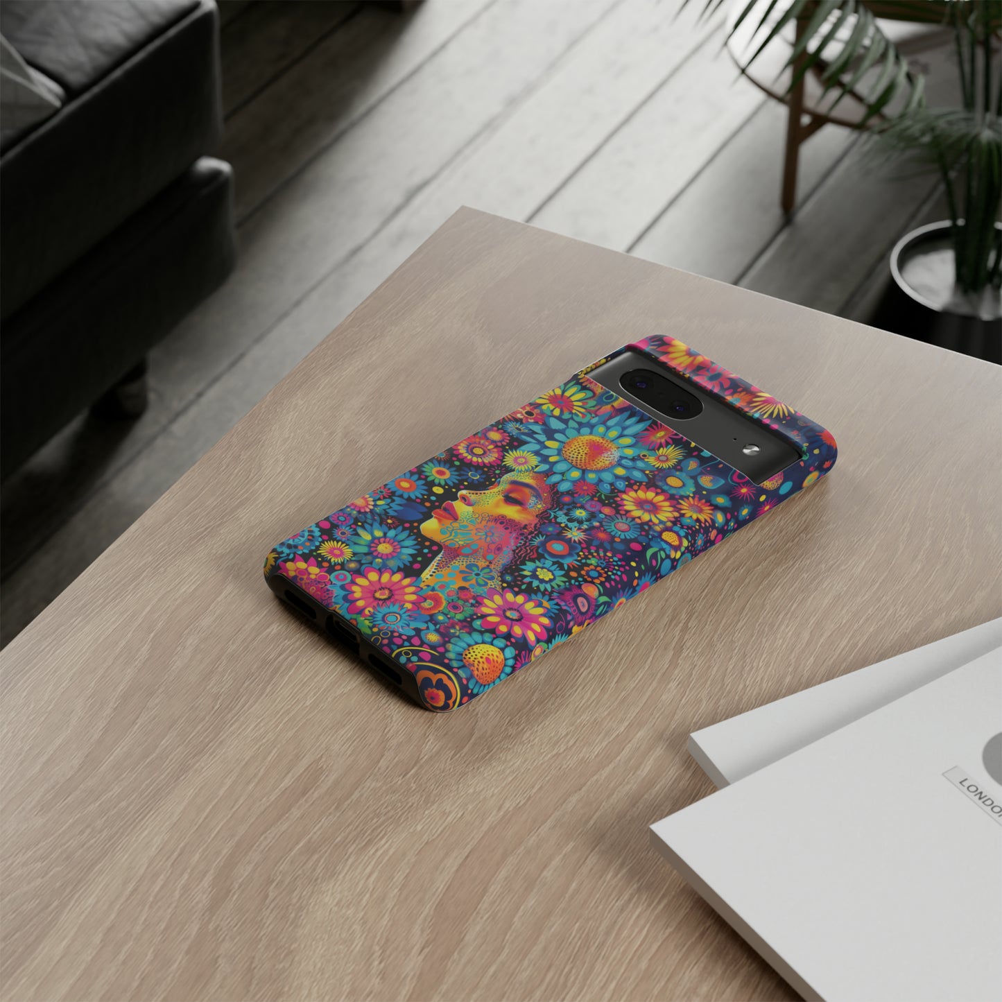 Phone Case, whimsical flower girl, Artistic design, Tough Case, Colorful flower fantasy design, iPhone 15, 14, 13, 12, 11, Samsung, Pixel