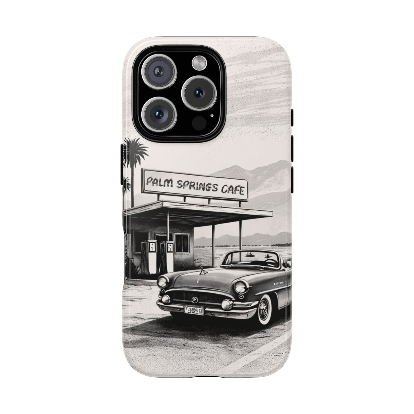 Vintage Palm Springs Cafe Phone Case – Retro Convertible Roadtrip Design